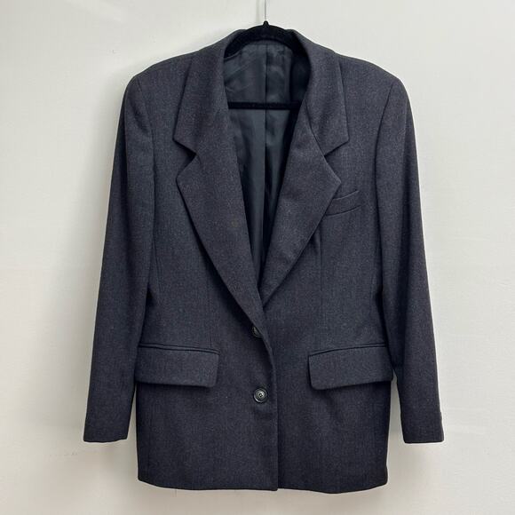 Vintage Classic Charcoal Gray Oversized Wool Sports Coat Blazer Women’s Size 12 - Picture 2 of 10